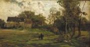 Charles-Francois Daubigny Landschap met boerderijen en bomen. oil on canvas